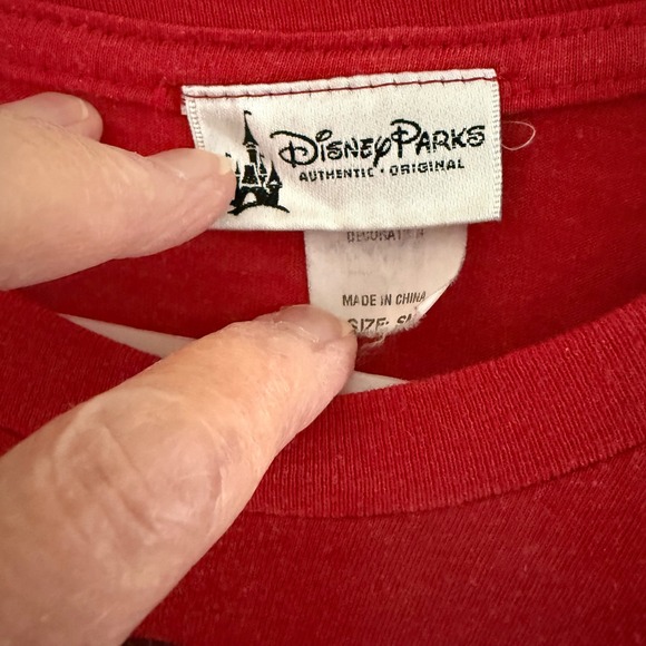 VTG Disney Parks Graphic T-shirt S Small Walt Disney Mickey Mouse Red 1998-2007 - Picture 6 of 11